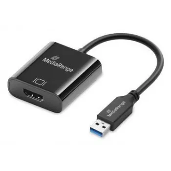 Conversor de áudio e vídeo USB-A para HDMI MediaRange MRCS232, cabo de 20 cm, preto
