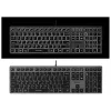 Teclado com fio A4Tech FX60H USB QWERTY – Full-Size 100%, retroiluminação branca, cinzento, hub USB