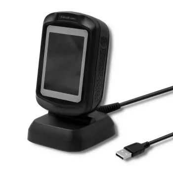 Leitor de códigos de barras fixo 1D/2D QOLTEC 50864, sensor LED, USB (com fios), preto, 145×85×80 mm