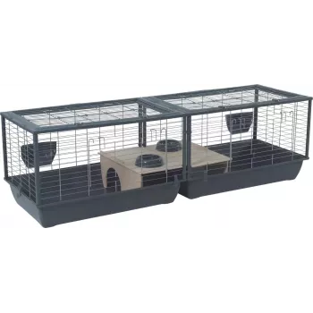 Gaiola para coelhos de interior ZOLUX Neolife Connect 101,5×54×51 cm – estrutura metálica, base de plástico, cinzento
