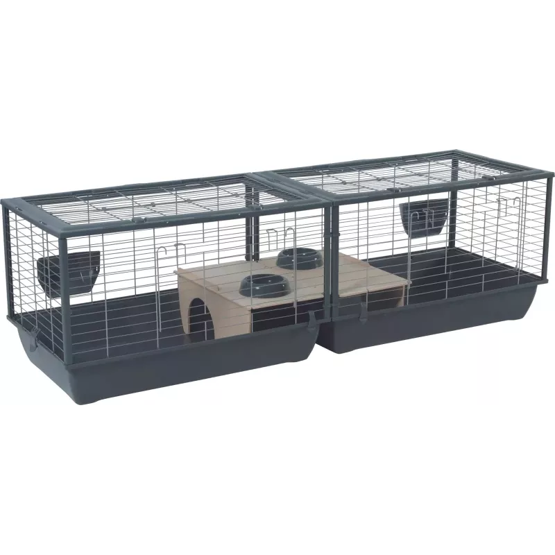Gaiola para coelhos de interior ZOLUX Neolife Connect 101,5×54×51 cm – estrutura metálica, base de plástico, cinzento
