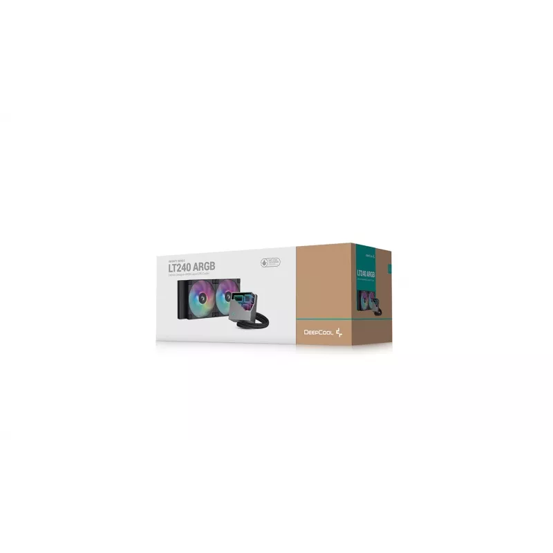 Refrigeração líquida All-in-One DeepCool LT240 — radiador de 240 mm, 2 ventoinhas PWM de 120 mm, rolamento hidrodinâmico, suporte LGA-1200, preto