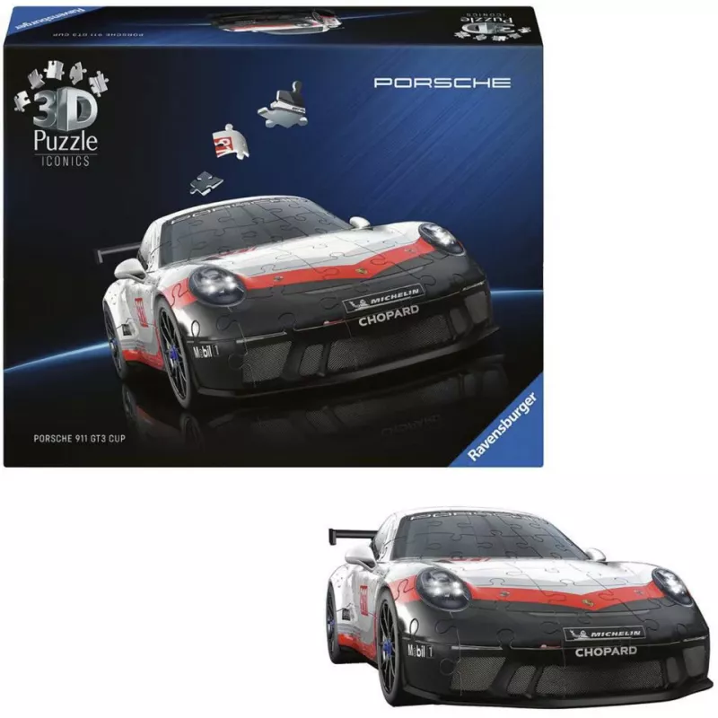 Puzzle 3D Ravensburger Iconics Porsche 911 GT3 Cup – kit de montagem de modelo