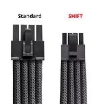 Cabo CableMod C-Series Pro ModMesh 12V-2x6, ficha de 90°, para fontes de alimentação Corsair Type 5 RMx Shift - carbono, 65 cm