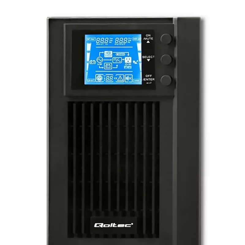 UPS Qoltec 53042 (fonte de alimentação ininterrupta) dupla conversão (online) 1 kVA 800 W 2 tomadas AC