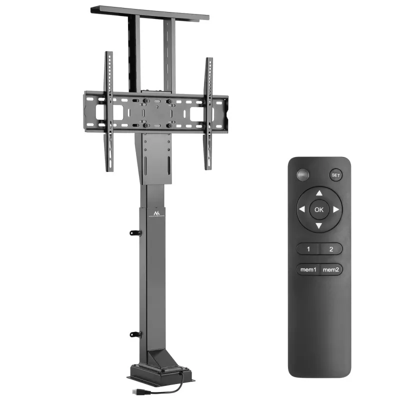 Maclean MC-866 elevador elétrico de TV para 37-65 polegadas (94-165,1 cm), comando, VESA até 600×400, máx. 50 kg, preto