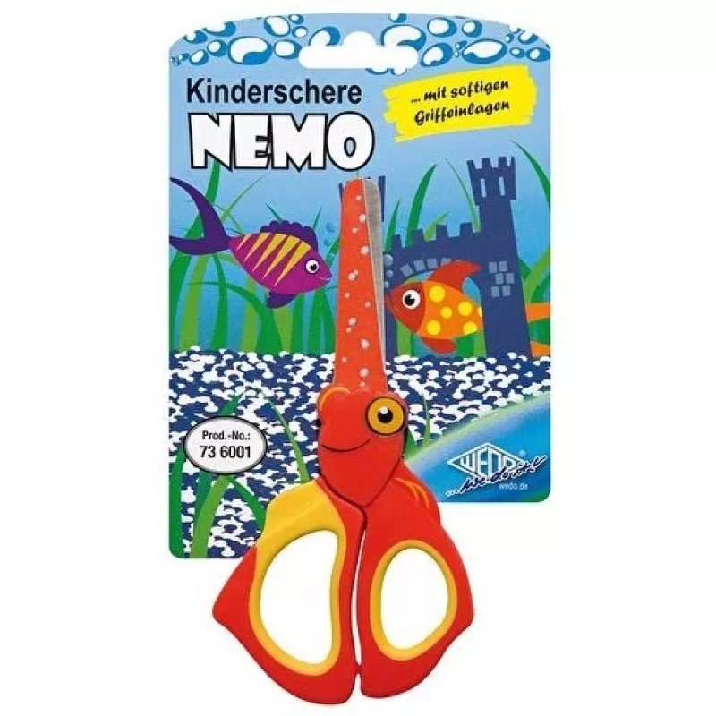 WEDO 73 6001 tesoura de artes para criança, corte reto, 130 mm, vermelho-amarelo