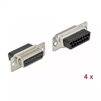 Conector de fio DeLOCK 66720 D-Sub 15 pinos preto prateado