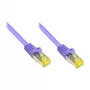 Cabo patch RJ45 com cabo bruto Cat.7 e proteção da alavanca de engate (RNS®), S/FTP, PiMF, isento de halogéneos, 600 MHz, OFC, violeta, 0,5 m, Good Connections® (8070R-005V)