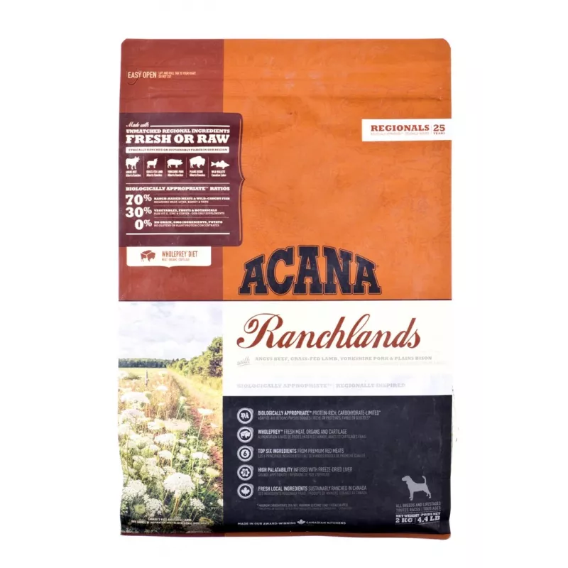 ACANA Highest Protein Ranchlands Dog - ração seca para cães - 2 kg