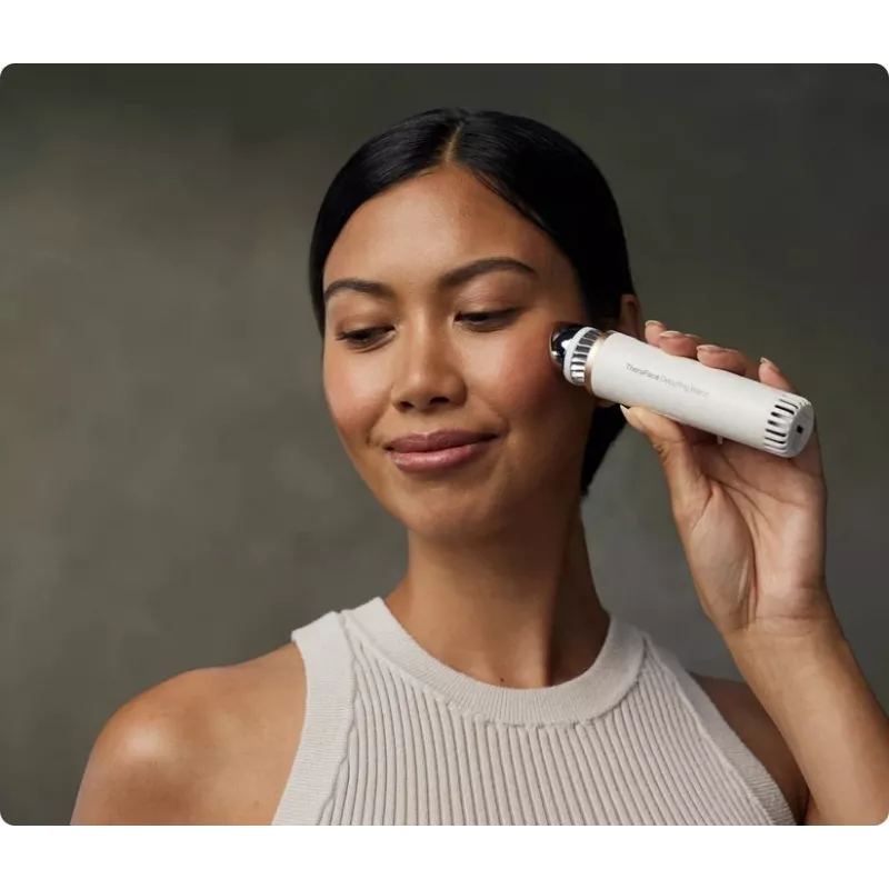 Therabody TheraFace Depuffing Wand aparelho de cuidado facial com tratamento quente e frio, branco