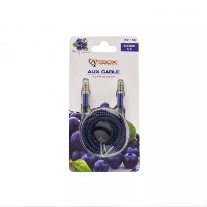 Cabo AUX Sbox 3535-1.5BL 3,5 mm para 3,5 mm azul mirtilo
