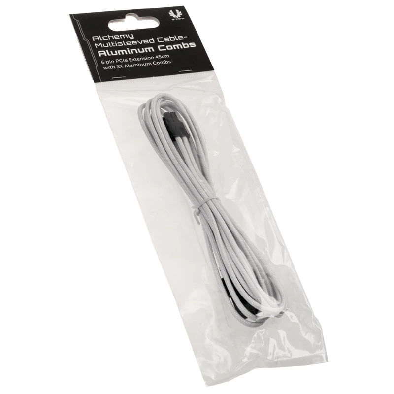 Cabo de extensão PCIe 6-Pin BITFENIX Alchemy 45 cm com sleeve branco