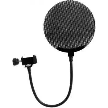 Filtro pop para microfone Omnitronic Modelo 60006250 metal preto, proteção antivento de malha redonda