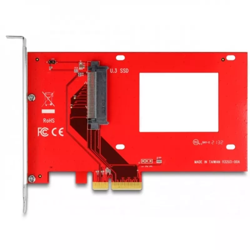 Placa DeLOCK PCI Express x4 para 1 x U.3 interno vermelho prateado