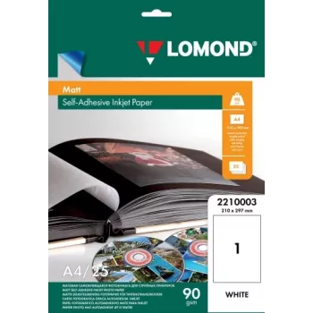 Papel fotográfico jato de tinta autoadesivo Lomond mate A4 25 folhas