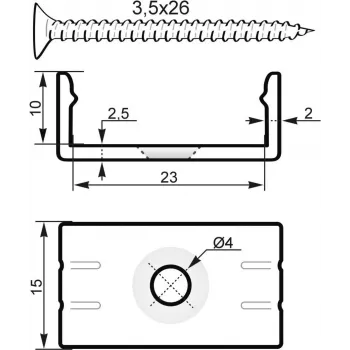 Perfil em U de montagem 20 mm EUROLITE 51210869 plástico