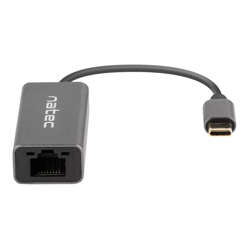 Natec Cricket NNC-1925 adaptador Ethernet de USB-C 3.1 Gen 1 para RJ45, 1000 Mbit/s, cabo de 15 cm, alumínio, cinzento