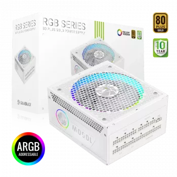 Fonte de alimentação Gamemax, 80 PLUS, Gold | RGB 1050G WH | 1050 W