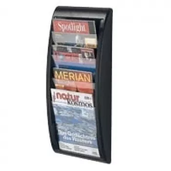 Expositor de folhetos de parede Paperflow A4 vertical, 4 compartimentos, antracite