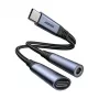 Adaptador de áudio 2-em-1 Joyroom SY-C02 — Type-C para 3,5 mm + Type-C, preto