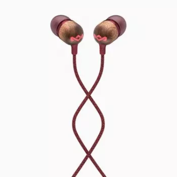 The House Of Marley Smile Jamaica Headset com fios in-ear chamadas/música vermelho, madeira