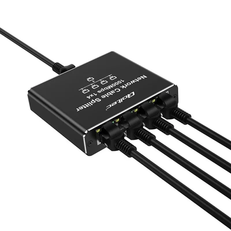 Mini switch Ethernet QOLTEC 52293 1x4 RJ45, splitter de rede não gerido 1 entrada 4 saídas