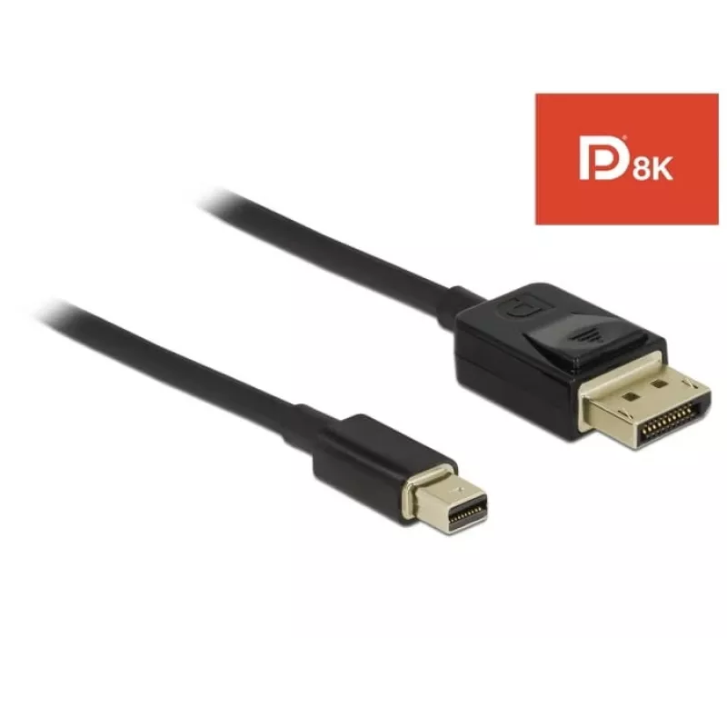 Cabo DisplayPort DeLOCK - DisplayPort (M) a Mini DisplayPort (M) - 2 m - preto - Suporte 8K