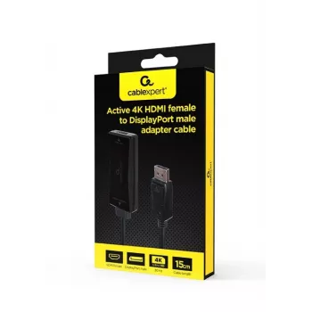 Adaptador de cabo de vídeo GEMBIRD A-HDMIF30-DPM-01 HDMI Tipo A para DisplayPort 0,15 m preto