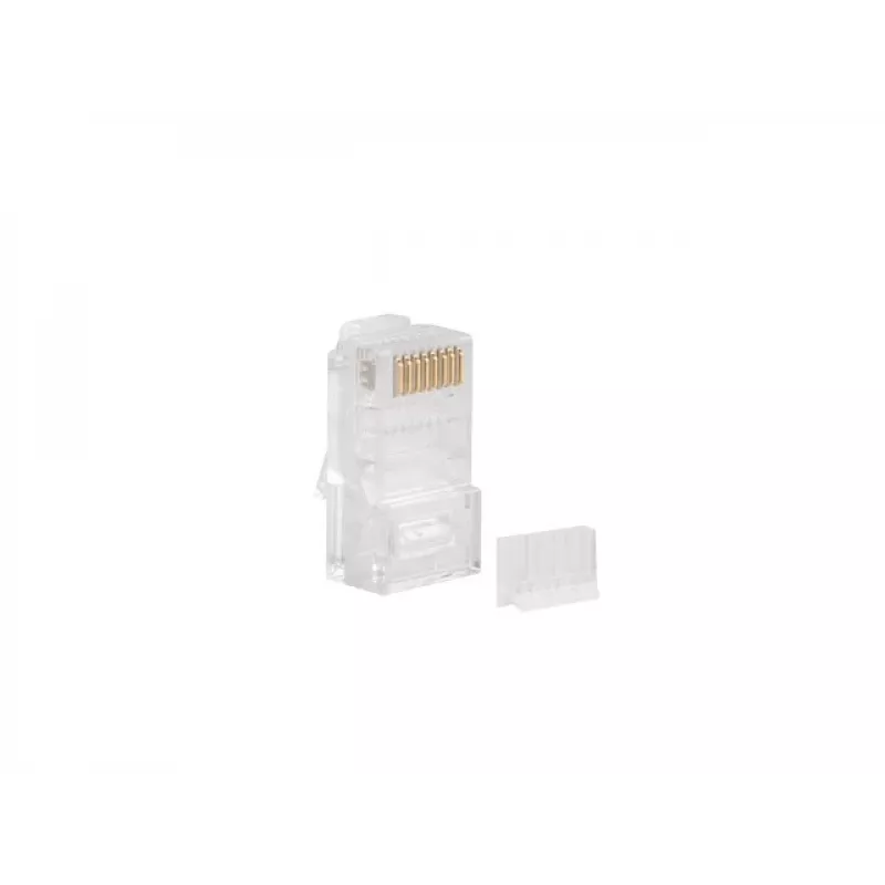 Conector RJ-45 LANBERG PLU-6000 para cabo Cat6 U/UTP, transparente/branco, pack de 100