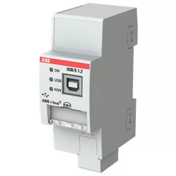 Adaptador de interface ABB USB/S1.2 com saída série e USB 2.0, entrada 21–30 V, 36×64,5×90 mm, cinzento