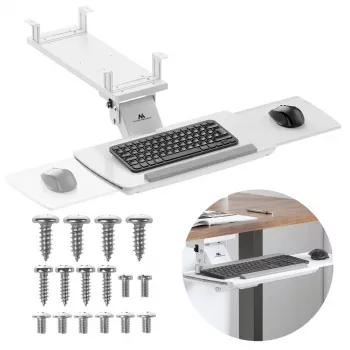 Suporte de teclado MACLEAN MC-156 W — prateleira ajustável sob a secretária, carga máx. 5 kg