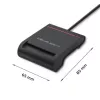 Leitor de cartões de ID QOLTEC Smart-Chip — USB, preto, 84,5×65×16 mm, 63 g