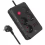 Extensão elétrica MACLEAN MCE392 B — 4 tomadas, 3×USB, 110–240V, 2,1A, 2500W, cabo de 1,5 m, preto