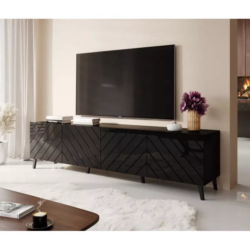 Móvel RTV ABETO 200x42x52 preto brilhante