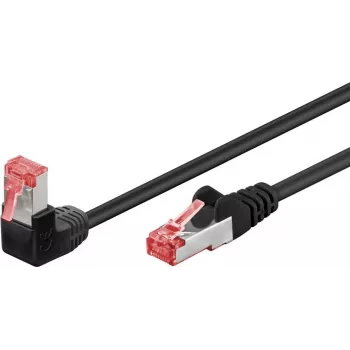 Cabo de rede Goobay CAT 6 1x 90° angular, S/FTP (PiMF), preto, 5 m - patilha de retenção em cima, LSZH isento de halogéneos, cobre (51546)