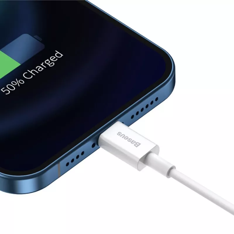 Cabo Baseus Superior Series USB para Lightning, 2,4A, 0,25m (branco)