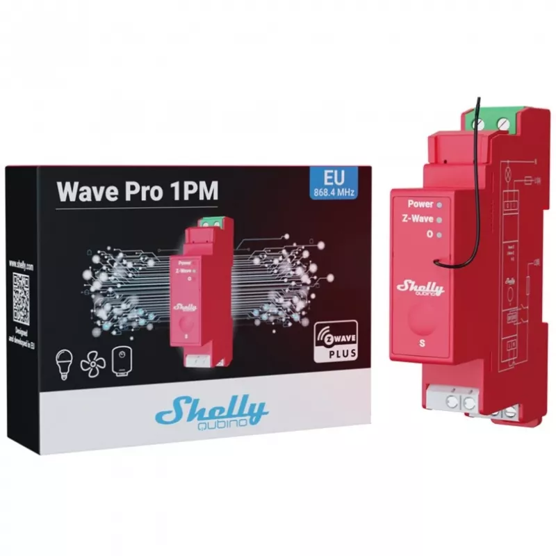 Relé de semicondutor Shelly Qubino Wave PRO 1PM vermelho 16A 110-240V
