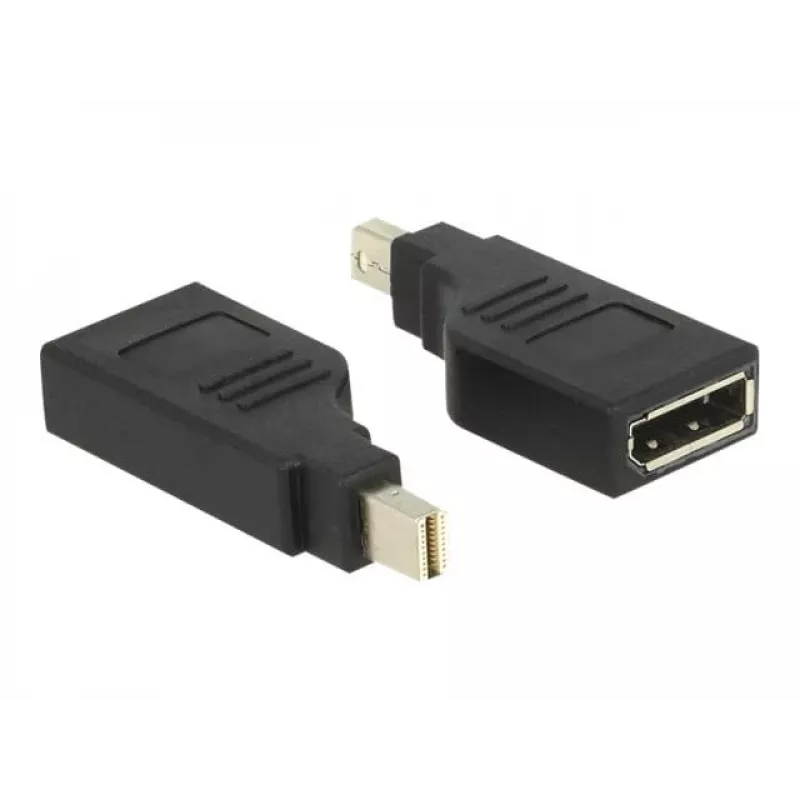 Adaptador Delock Mini DisplayPort 1.2 macho > conector fêmea DisplayPort 4K 90° angular - adaptador DisplayPort - Mini DisplayPort (M) angular para DisplayPort (F) angular - preto (65626)