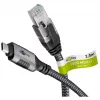 Cabo Ethernet USB-C 3.2 Gen2 macho > RJ-45 macho, adaptador LAN preto/prateado, 2 metros, revestimento têxtil entrançado