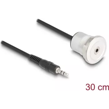 Cabo de áudio DeLOCK 88188 0,3 m ficha de 3,5 mm para conector fêmea preto prateado