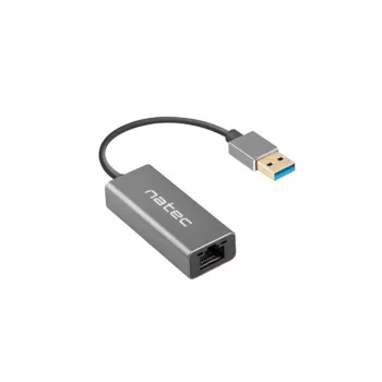 Hub USB NATEC Cricket USB 3.2 Gen 1 Type-A com RJ-45 Ethernet 1000 Mbit/s, caixa de alumínio, preto