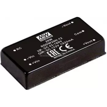 Fonte de alimentação/conversor de tensão MEAN WELL RDDW20H-12, 20 W, entrada 43–160 V, saída 12 V, RoHS