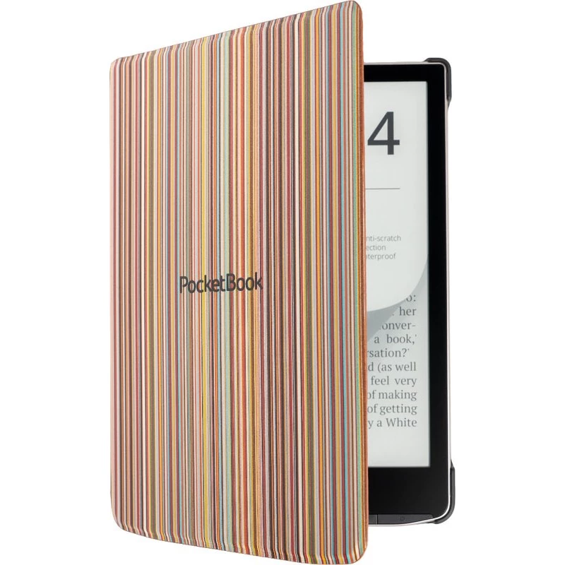 Capa PocketBook Shell H-S-743-CL-WW para InkPad 4 / Color 2 / Color 3 de 7,8 polegadas, riscas coloridas