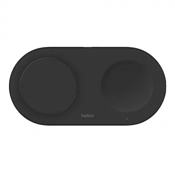 Belkin WIZ021VFBK – Estação de carregamento sem fios 2 em 1 com tecnologia Qi2 15 W, preto