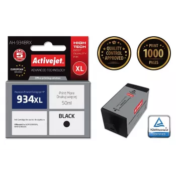 Tinteiro Activejet AH-934BRX (substituto para HP 934XL C2P23AE; Premium; 50 ml; preto)