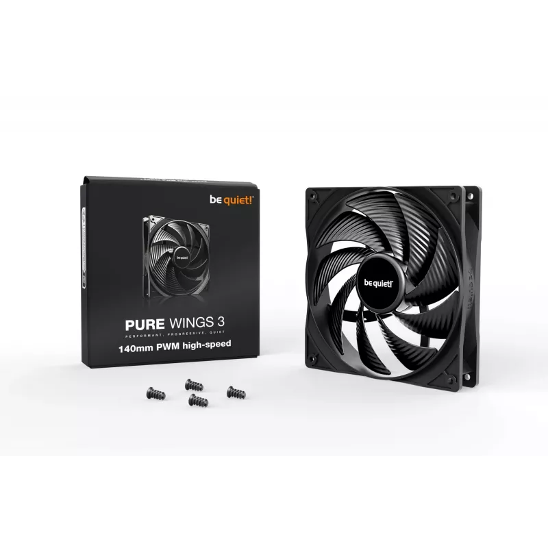 be quiet Pure Wings 3 140mm Ventoinha de caixa PWM de alta velocidade para computador 14 cm Preto 1 unid.