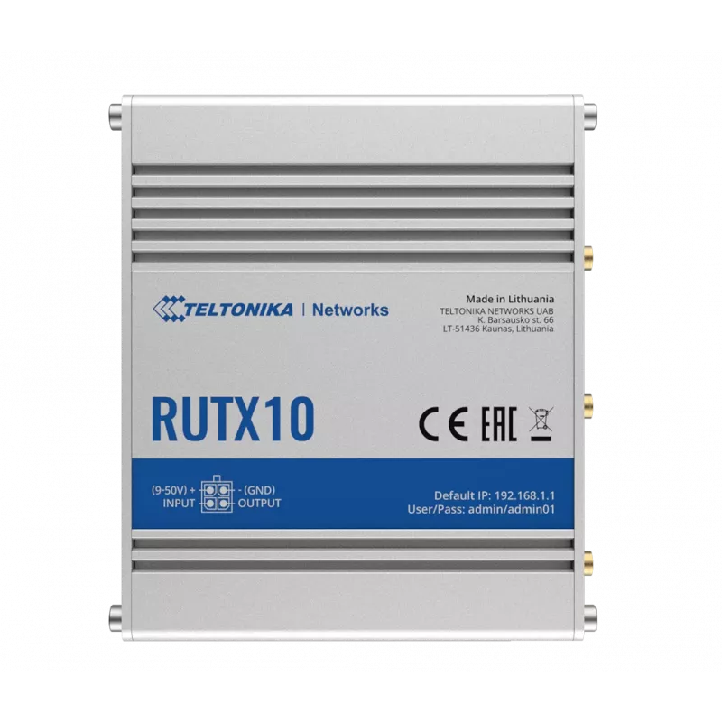 Router sem fios Teltonika RUTX10 Gigabit Ethernet dual-band (2,4 GHz / 5 GHz) branco