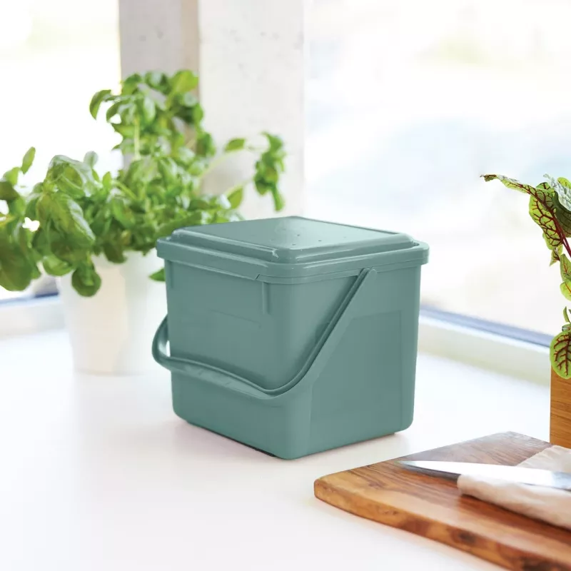 Recipiente de separação de resíduos rotho verde 4,5 l – contentor de reciclagem compacto em tecnopolímero com orifício de suspensão