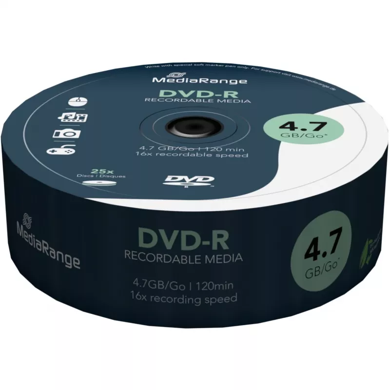 MediaRange - 25 x DVD-R - 4,7GB (120 Min.) 16x - Spindle (MR403)